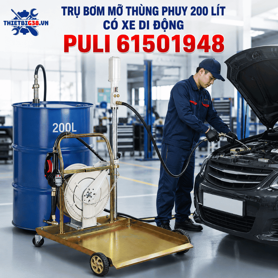Trụ bơm mỡ thùng phuy PULI 61501948 sử dụng trong garage