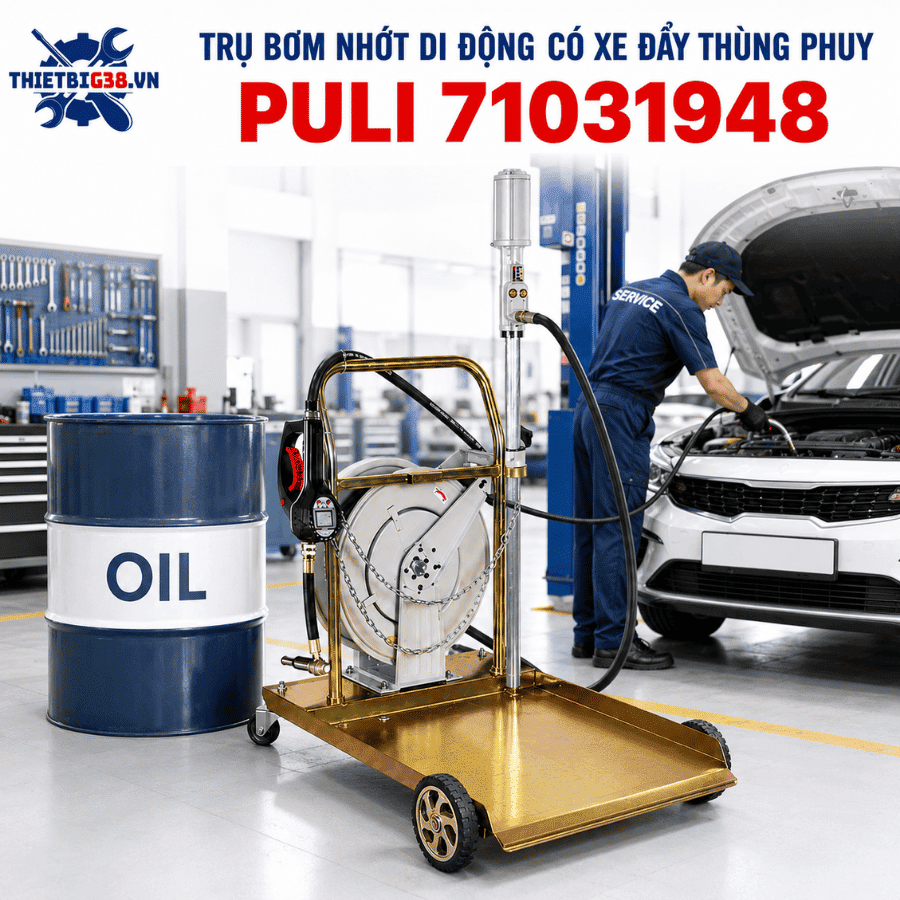 Trụ bơm nhớt di động PULI 71031948 sử dụng trong garage ô tô