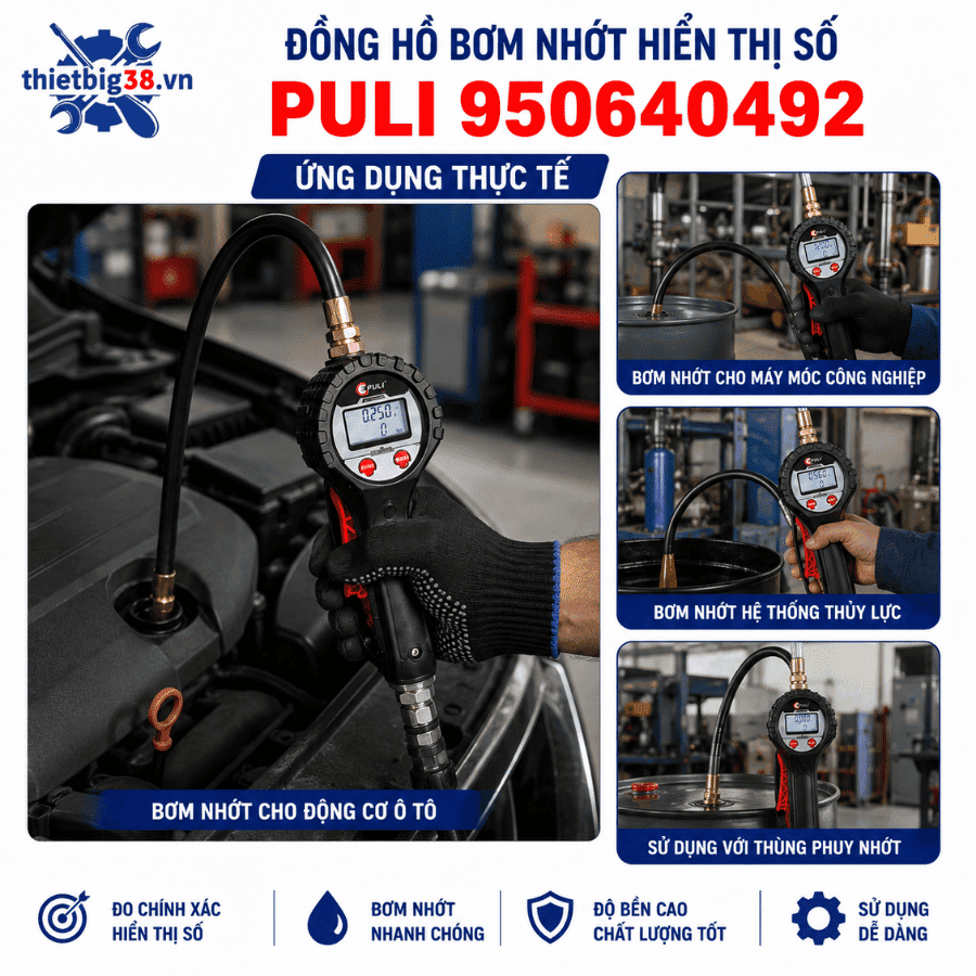 Đồng hồ bơm nhớt hiển thị số PULI 9506404923 sử dụng trong garage