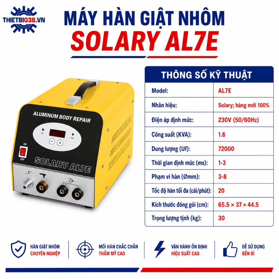 Máy Hàn Giật Nhôm Solary AL7E chính hãng Solary