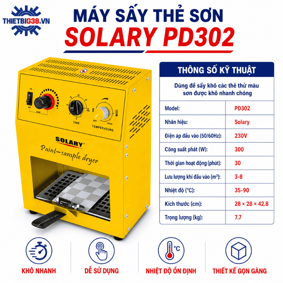 Thông số kỹ thuật Máy Sấy Thẻ Sơn Solary PD302