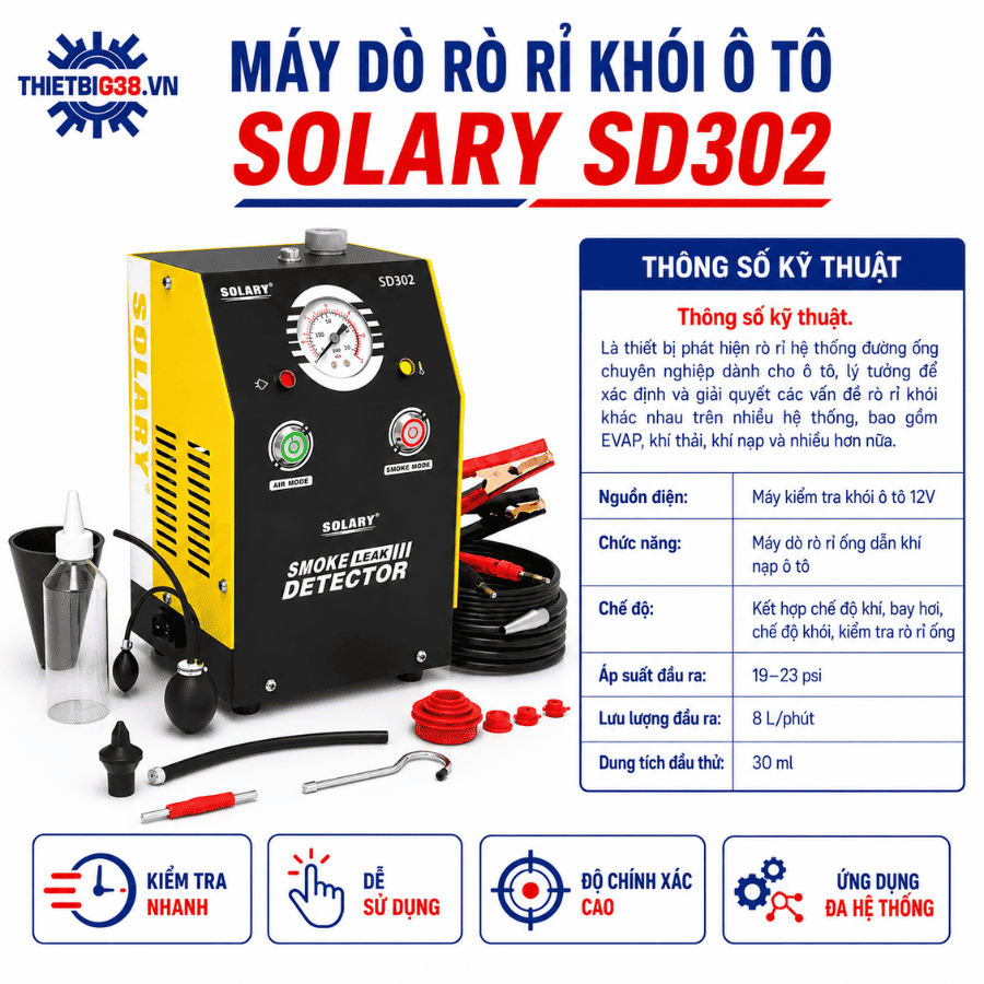 Thông số kỹ thuật Máy Dò Rò Rỉ Khói Ô Tô Solary SD302