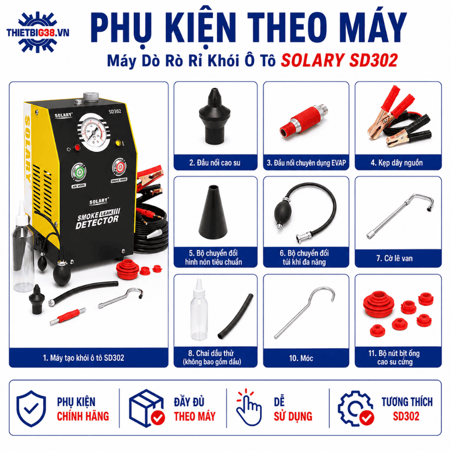 Phụ kiện Máy Dò Rò Rỉ Khói Ô Tô Solary SD302