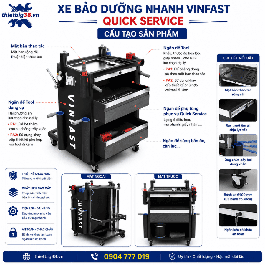 Cấu tạo xe bảo dưỡng nhanh QS02