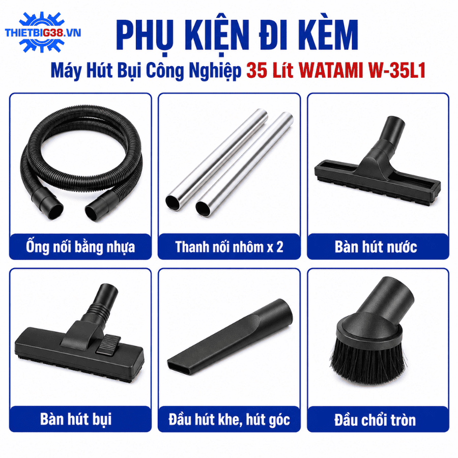 Phụ kiện Máy Hút Bụi Công Nghiệp 35L 1 Motor WATAMI IW-35L1