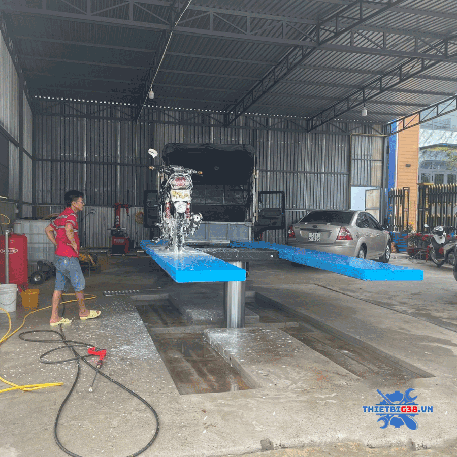 Cầu nâng 1 trụ rửa xe ô tô Ấn Độ SANKOS SK-4000 âm nền chữ H bản cao cấp