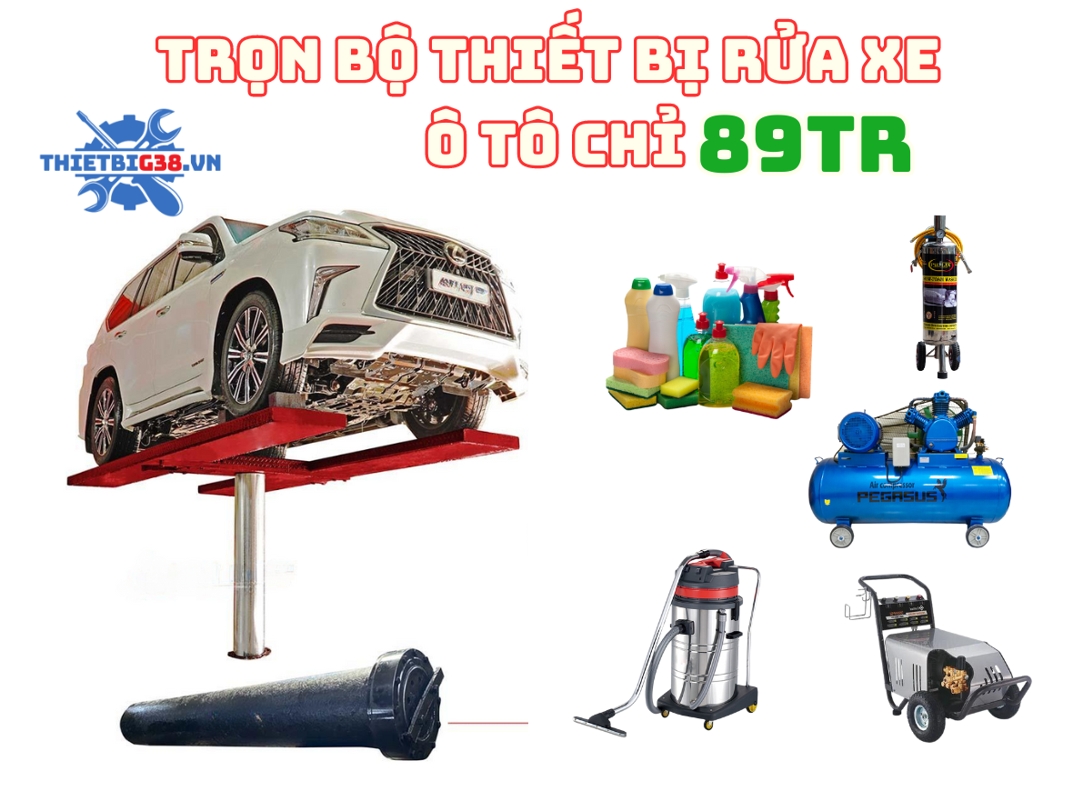 Bộ combo thiết bị rửa xe ô tô cho trạm rửa có cầu nâng rửa xe - GIÁ 89TR