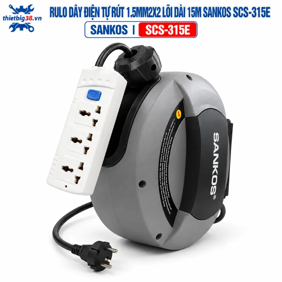 Rulo dây điện tự rút 1.5mm2x2 lõi dài 15M Sankos SCS-315E