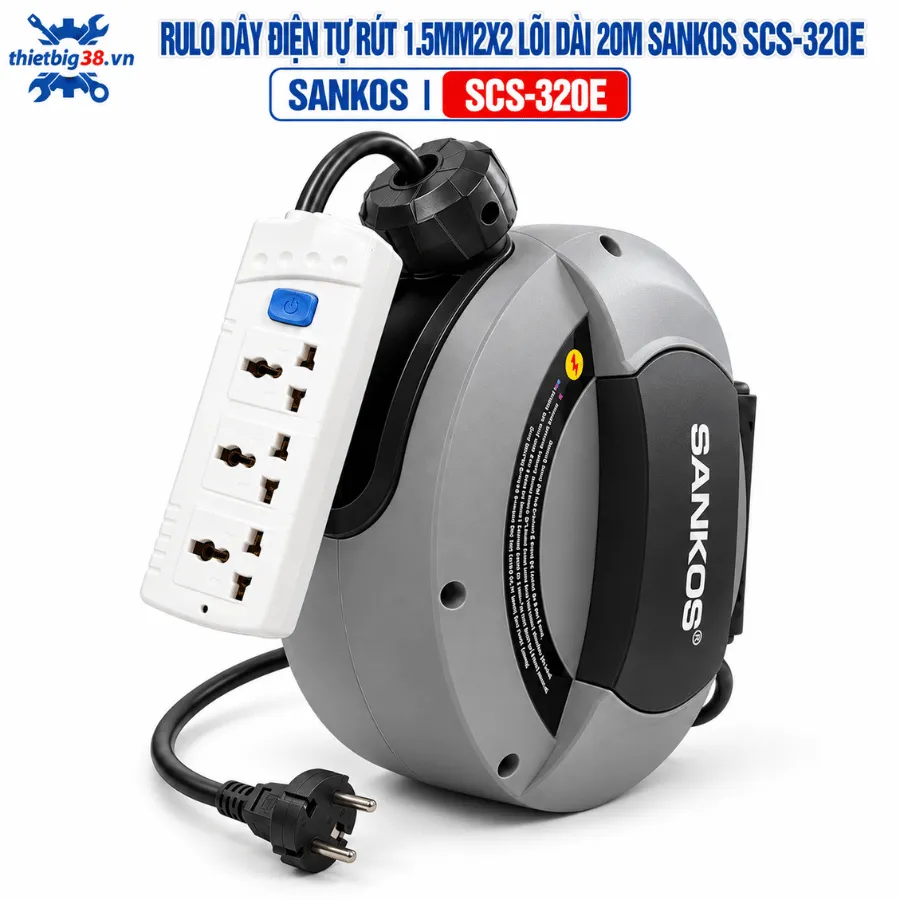Rulo dây điện tự rút 1.5mm2x2 lõi dài 20M Sankos SCS-320E