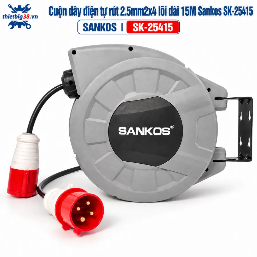 Cuộn dây điện tự rút 2.5mm2x4 lõi dài 15M Sankos SK-25415