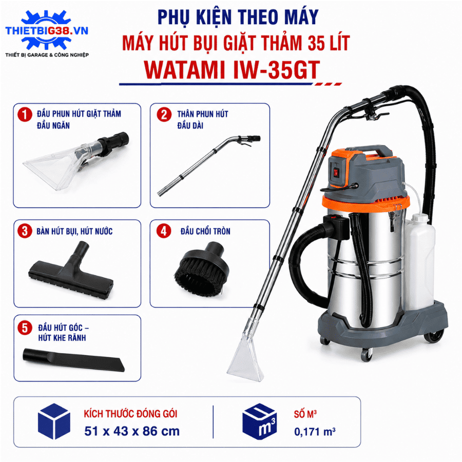 Máy hút bụi giặt thảm 35 Lít WATAMI IW-35GT