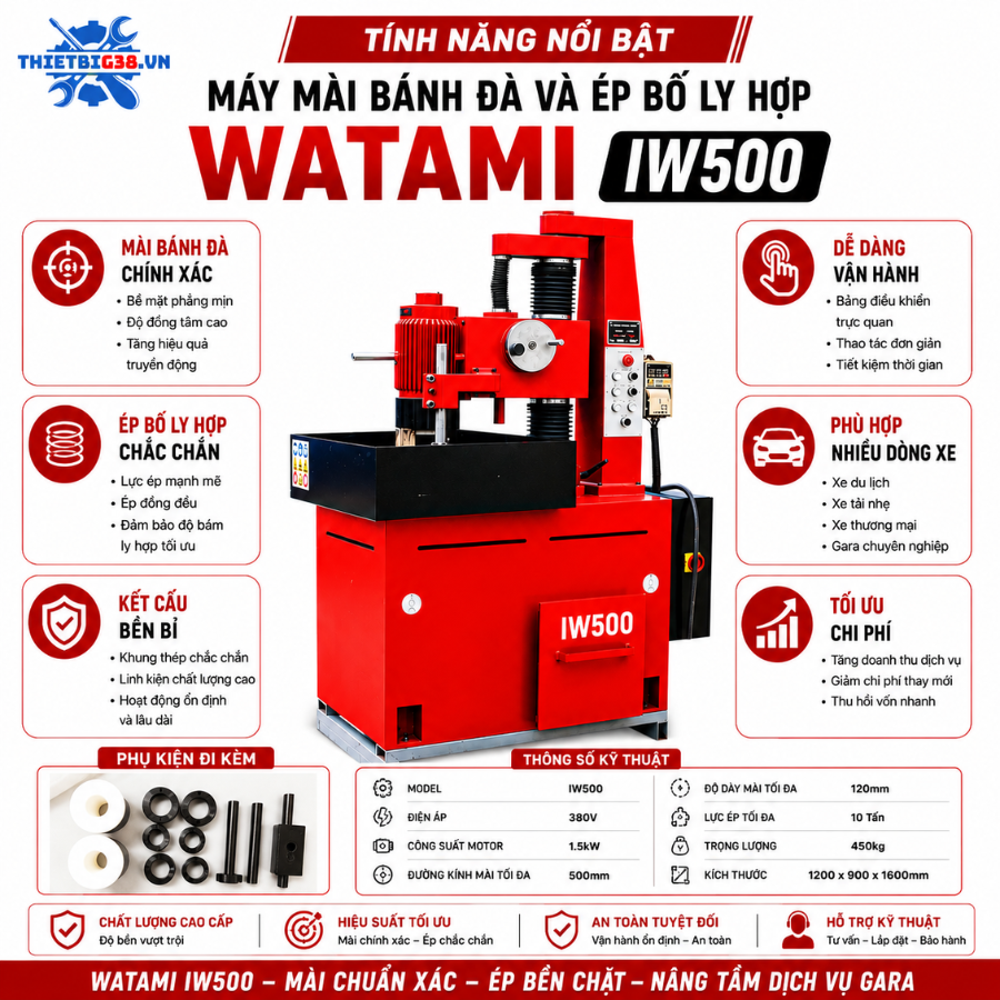 Máy Mài Bánh Đà Và Ép Bố Ly Hợp WATAMI IW500