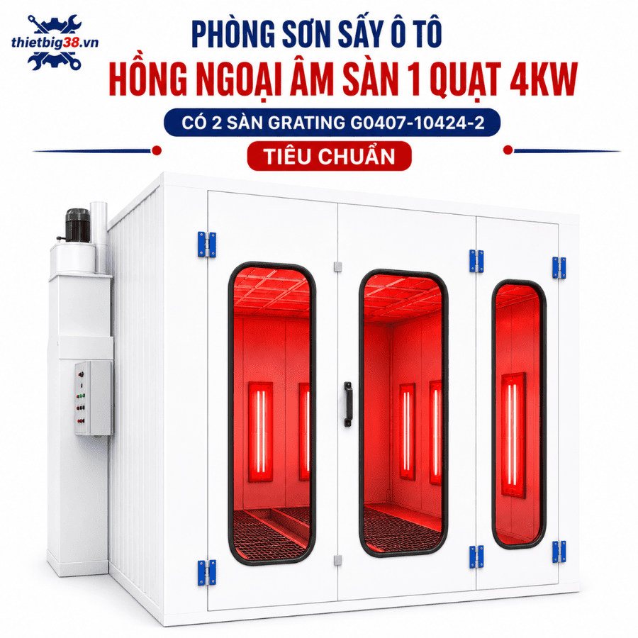 Phòng sơn sấy ô tô Hồng ngoại âm sàn 1 quạt 4KW có 2 sàn Grating G0407-10424-2
