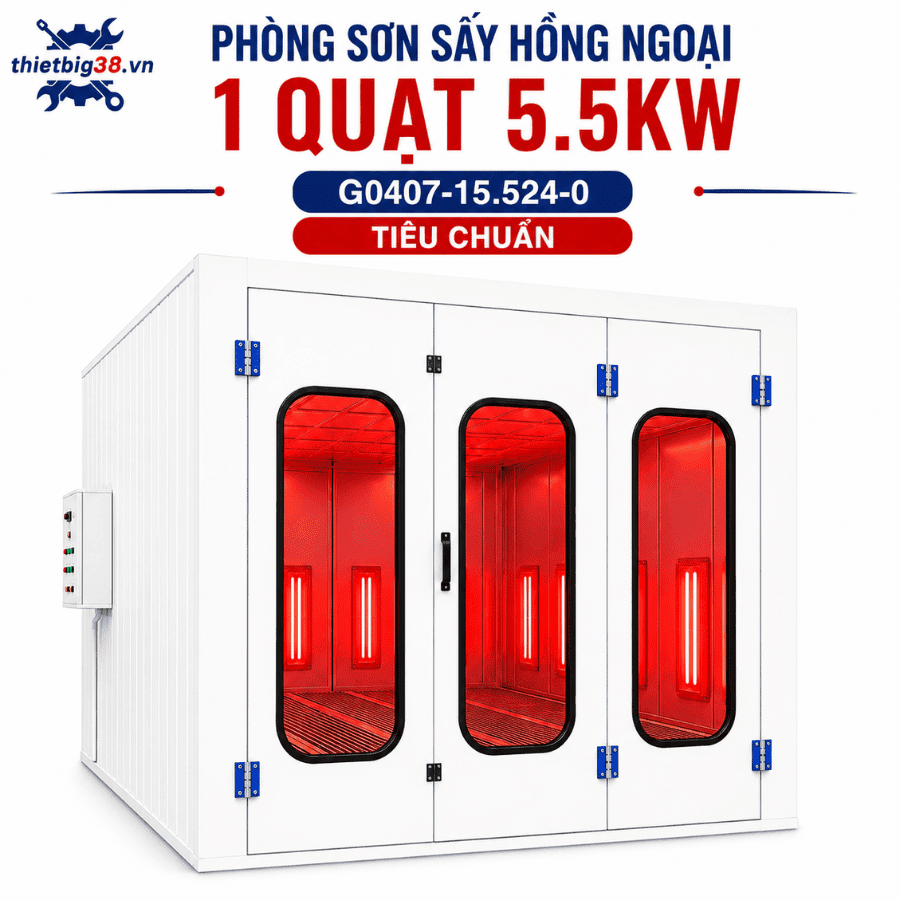 Phòng sơn sấy Hồng ngoại 1 quạt 5.5KW có sàn Grating G0407-15.524-0