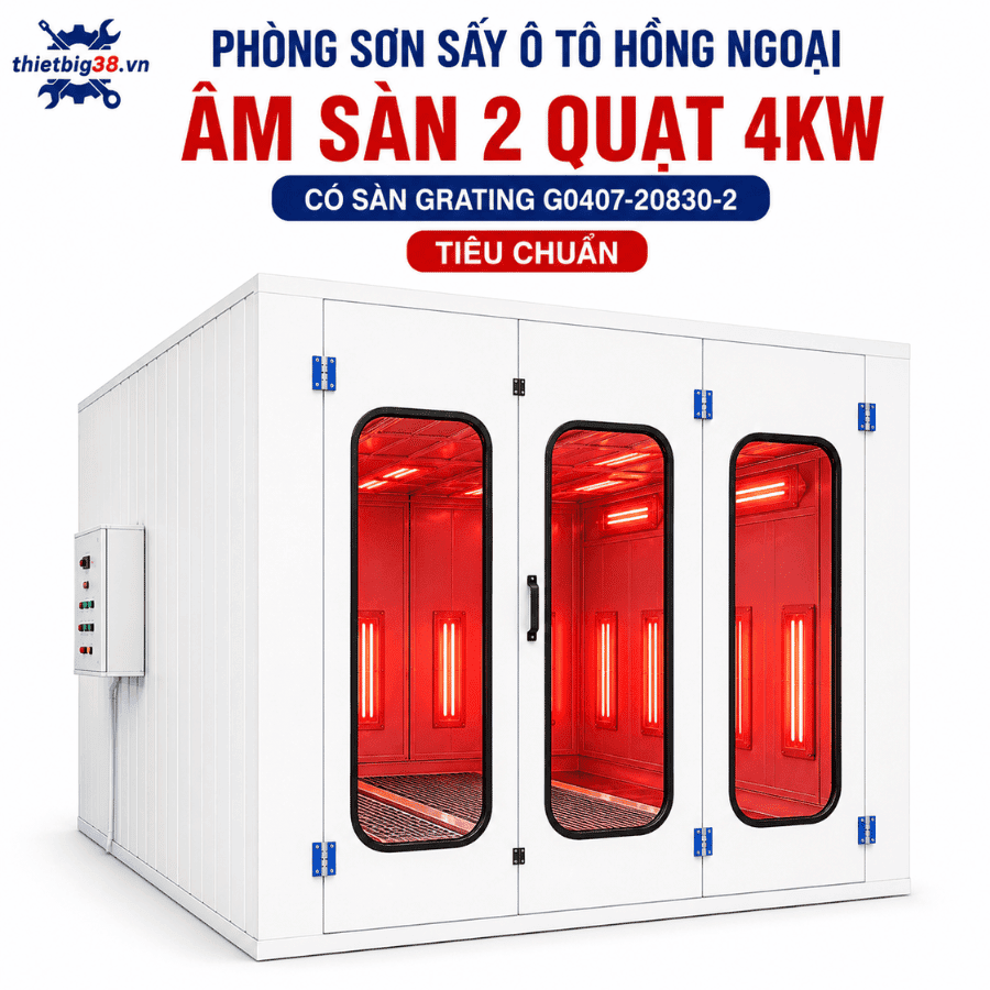 Phòng sơn sấy ô tô hồng ngoại âm sàn 2 quạt 4KW có sàn Grating G0407-20830-2