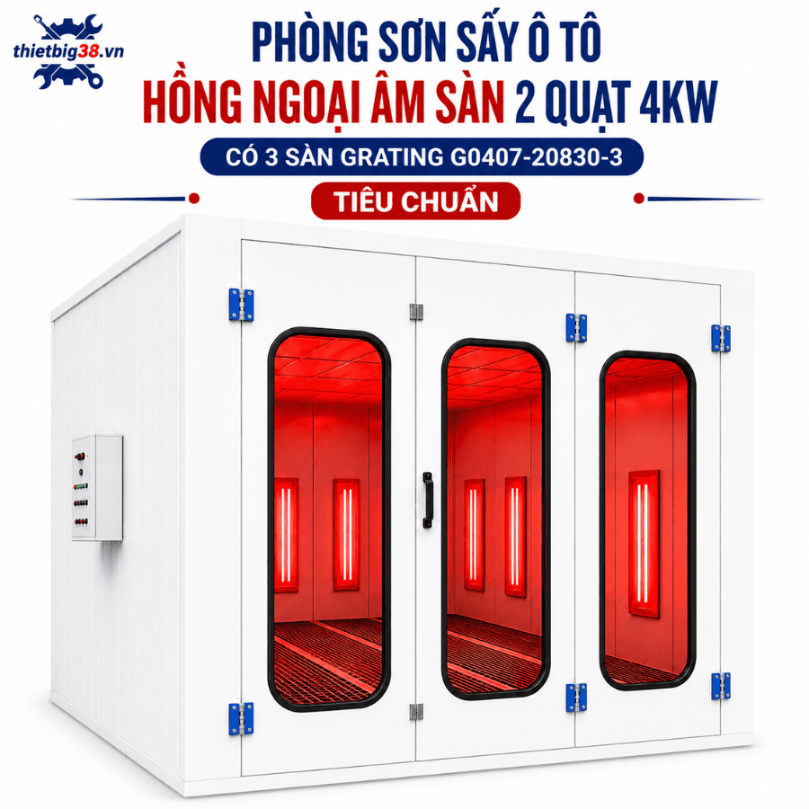 Phòng sơn sấy ô tô Hồng ngoại âm sàn 2 quạt 4KW có 3 sàn Grating G0407-20830-3