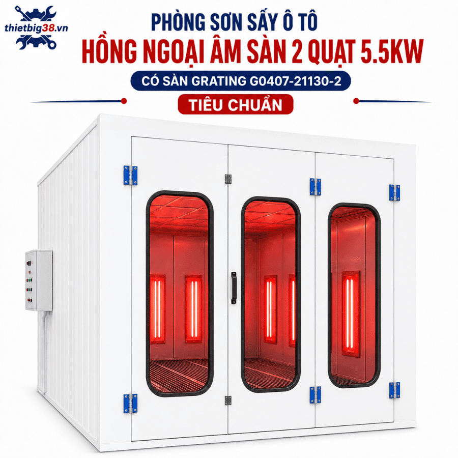 Phòng sơn sấy ô tô hồng ngoại âm sàn 2 quạt 5.5KW có sàn Grating G0407-21130-2