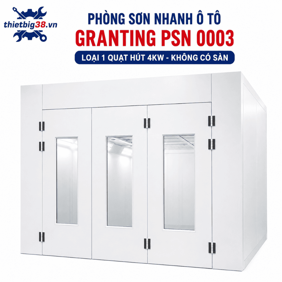 Phòng sơn nhanh ô tô 1 quạt hút 4KW không sàn grating PSN 0003