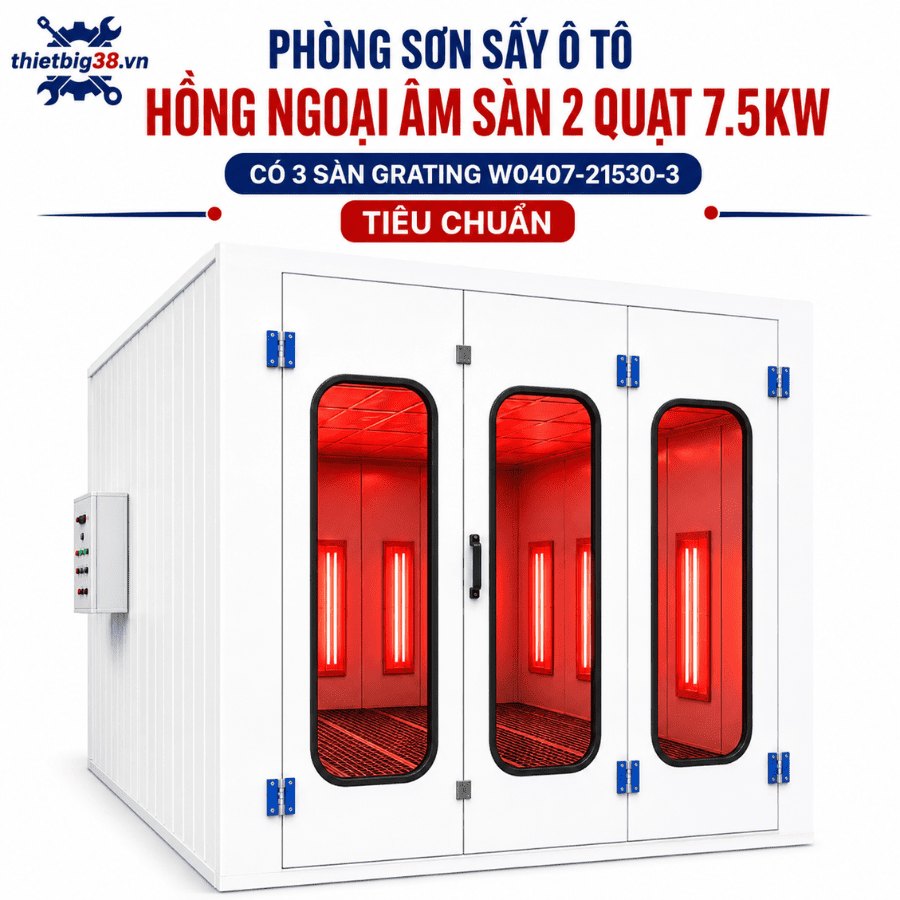 Phòng sơn sấy ô tô hồng ngoại âm sàn 2 quạt 7.5KW có 3 sàn Grating W0407-21530-3