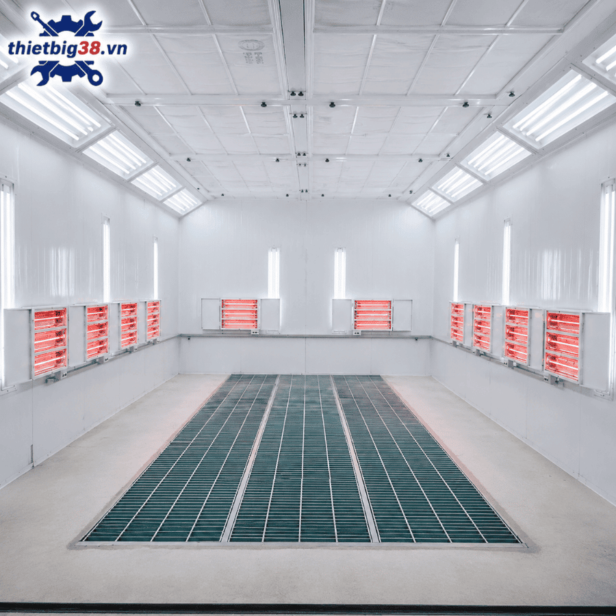 Phòng sơn sấy ô tô hồng ngoại âm sàn 2 quạt 7.5KW có 3 sàn Grating W0407-21530-3