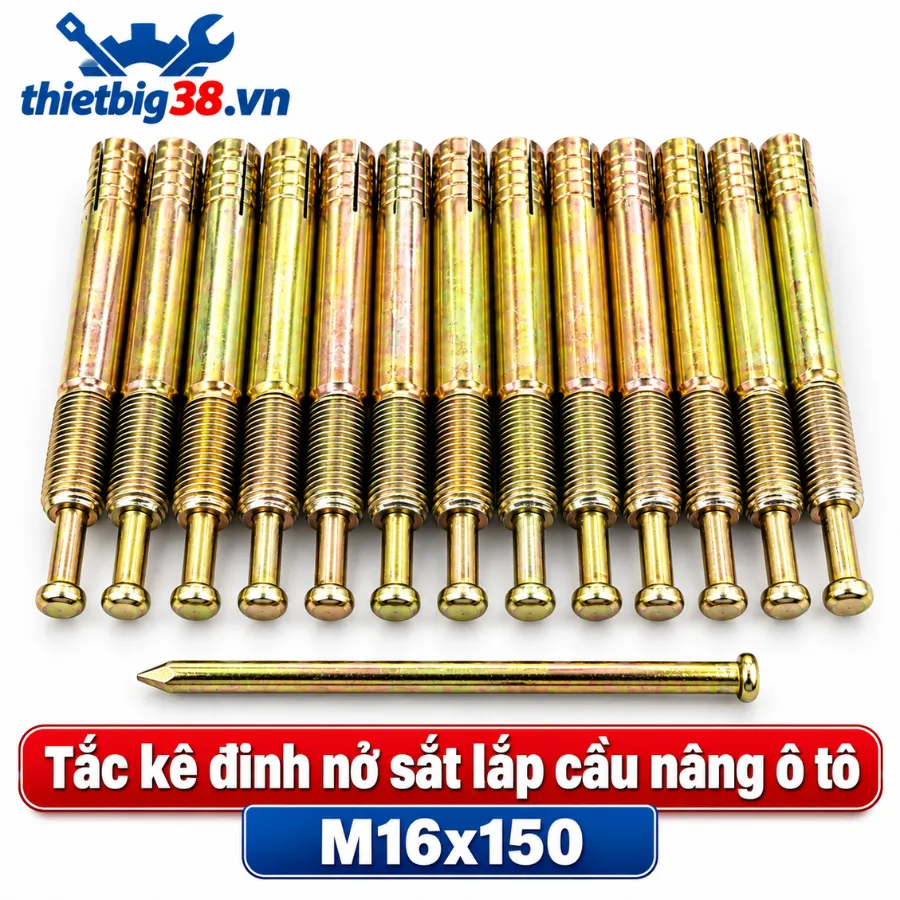 Kích thước Tắc kê đinh nở sắt lắp cầu nâng ô tô M16x150mm Ravagi lift M16X150mm