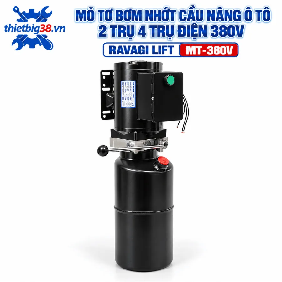 Mô tơ bơm nhớt cầu nâng ô tô 2 trụ 4 trụ điện 380V Ravagi Lift MT-380V