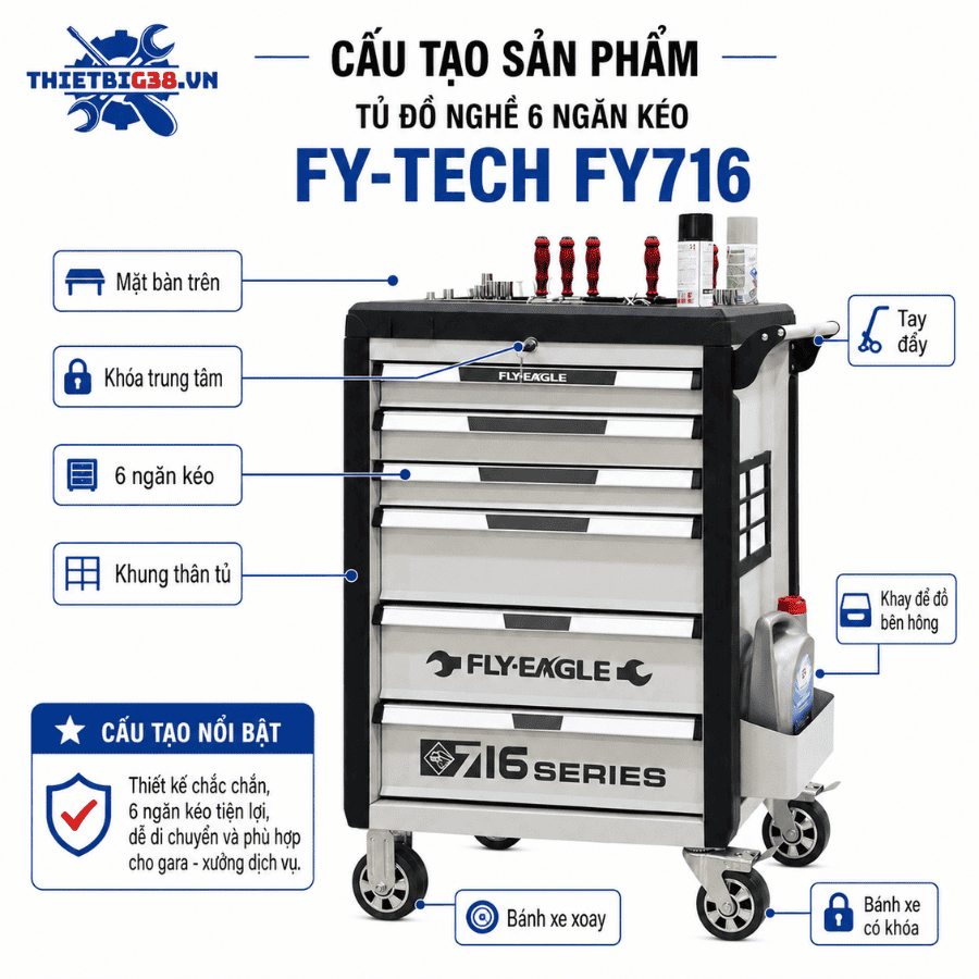 Tủ đồ nghề 6 ngăn kéo FY-TECH FY716