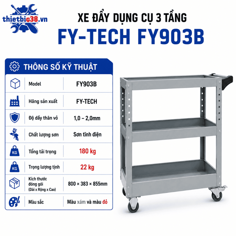 Xe đẩy dụng cụ 3 tầng FY-TECH FY903B