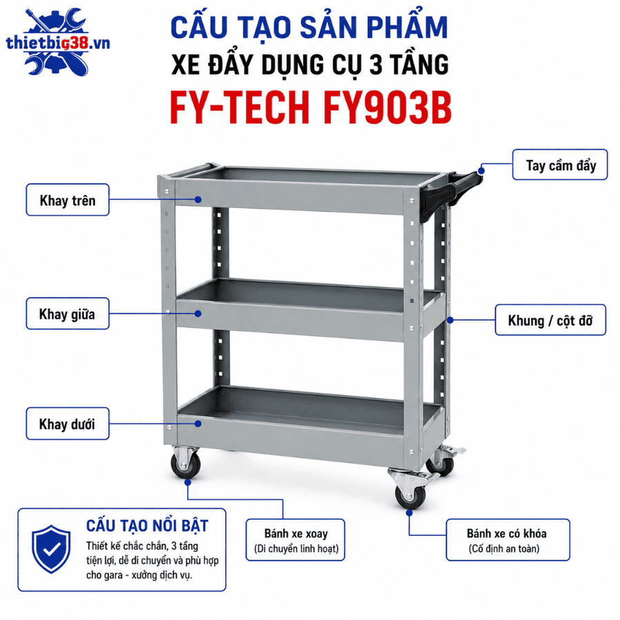 Xe đẩy dụng cụ 3 tầng FY-TECH FY903B