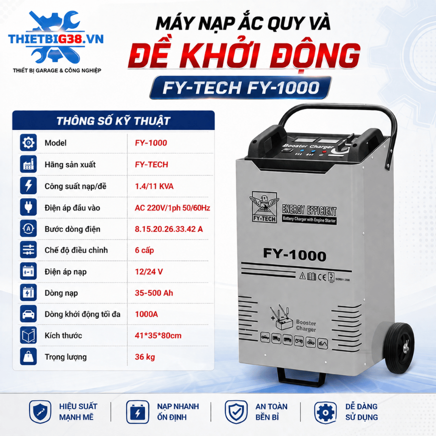 Máy nạp ắc quy và đề khởi động FY-TECH FY-1000