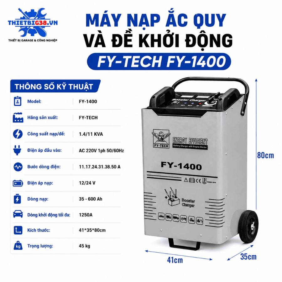 Máy nạp ắc quy và đề khởi động FY-TECH FY-1400