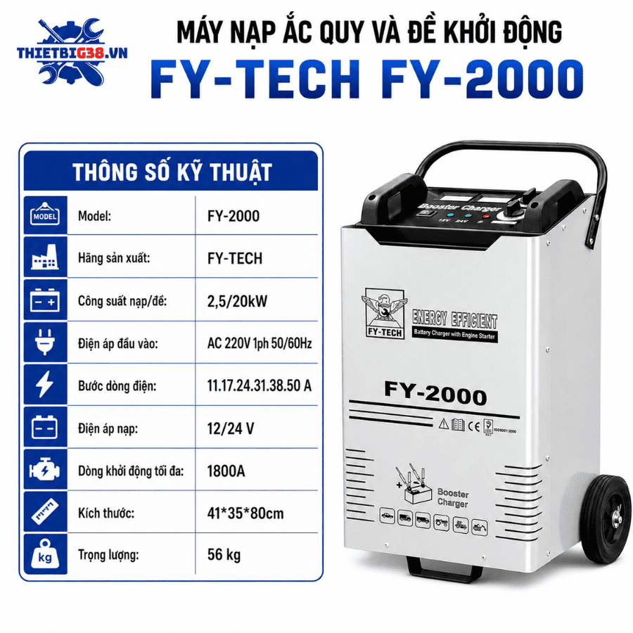 Máy nạp ắc quy và đề khởi động FY-TECH FY-2000
