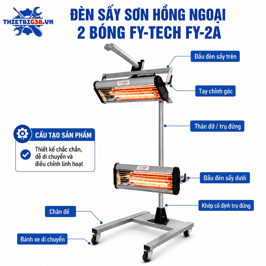Đèn sấy sơn hồng ngoại 2 bóng FY-TECH FY-2A