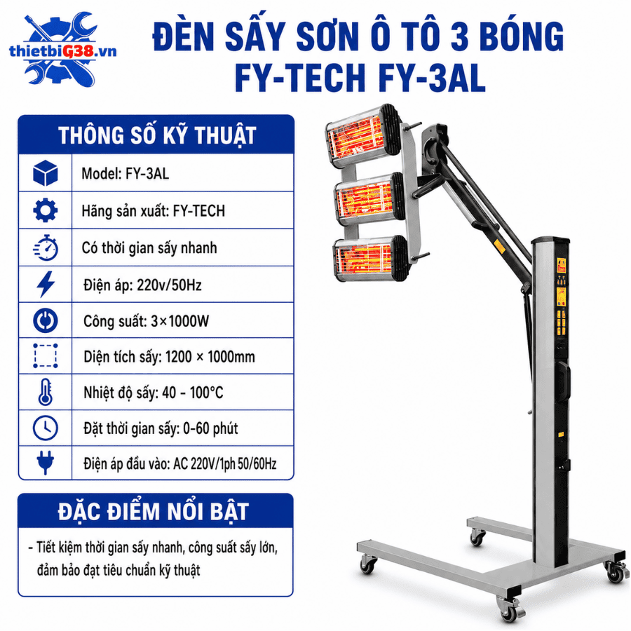 Đèn sấy sơn ô tô 3 bóng FY-TECH FY-3AL