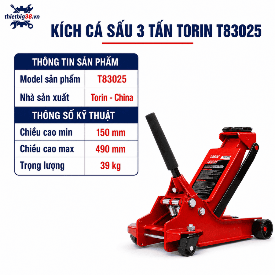 Kích Nâng Cá Sấu 3 Tấn Torin T83025 2 Piston