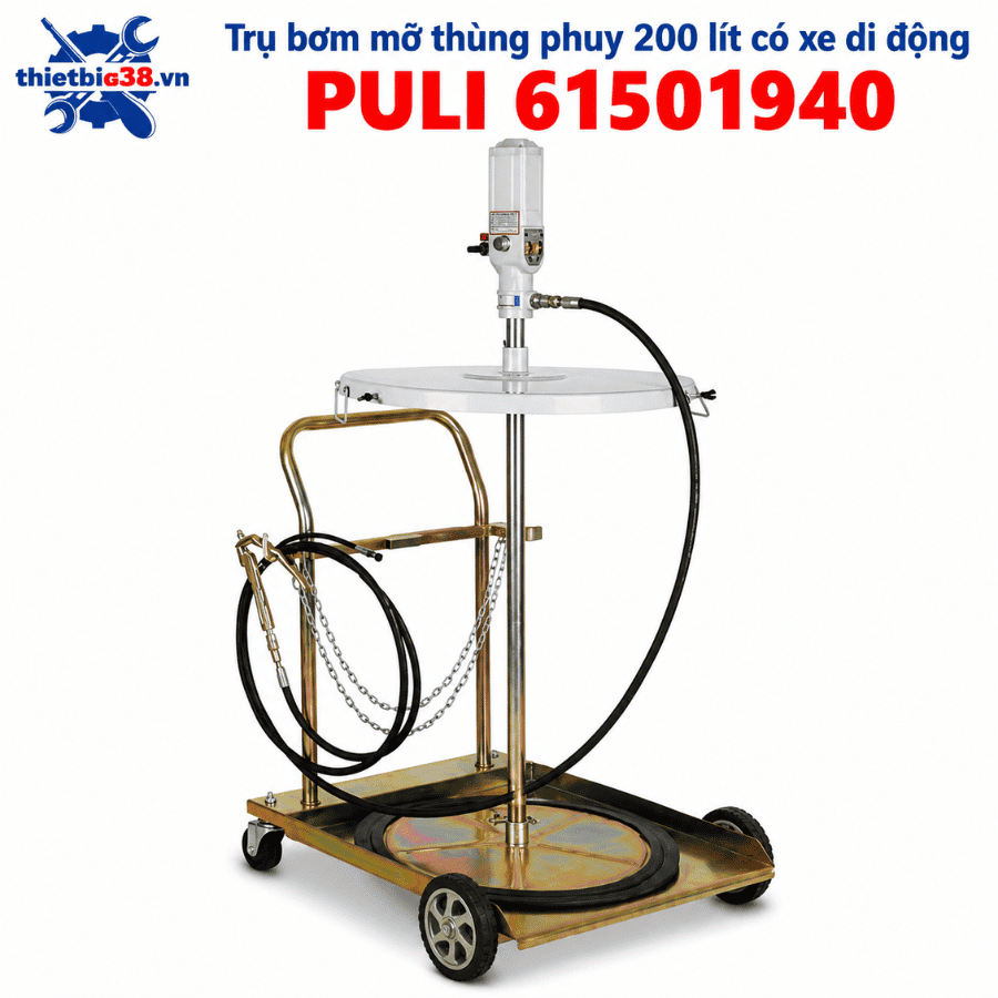 Trụ bơm mỡ thùng phuy 200 lít có xe di động PULI 61501940