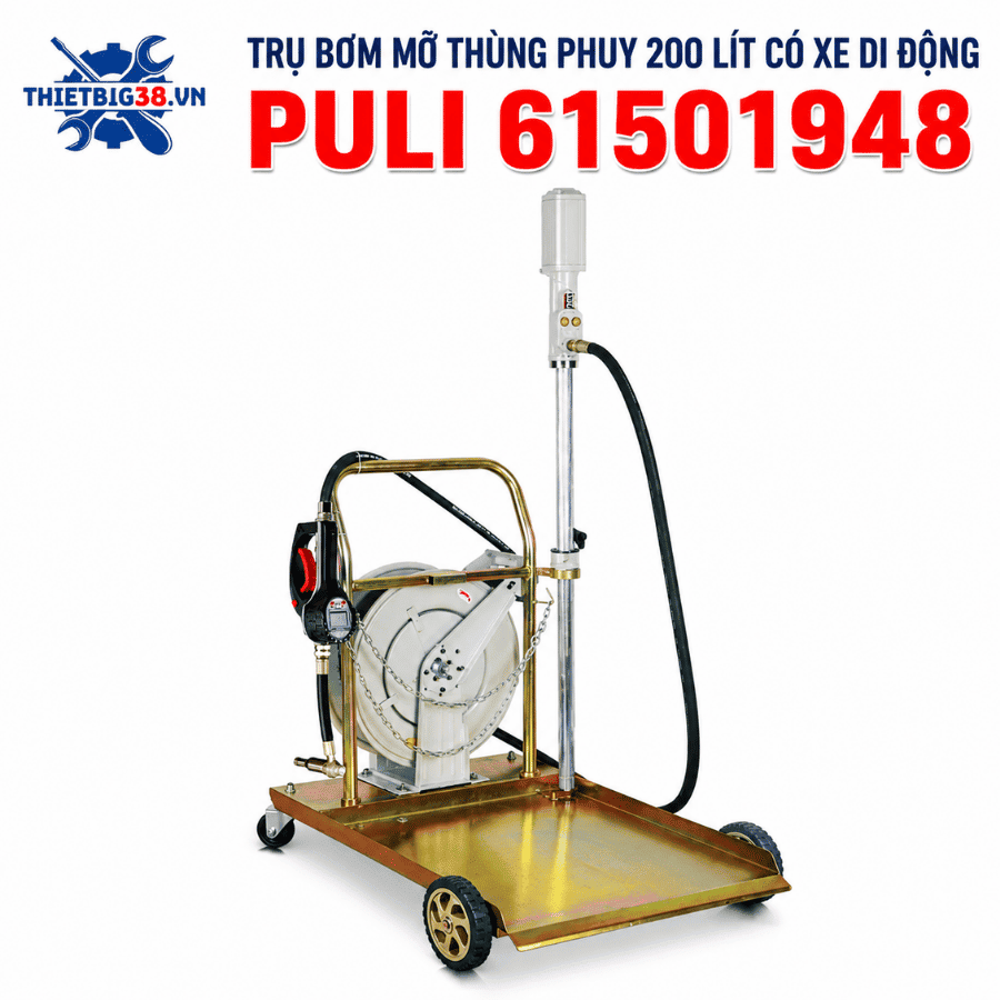 Trụ bơm mỡ thùng phuy 200 lít có xe di động PULI 61501948