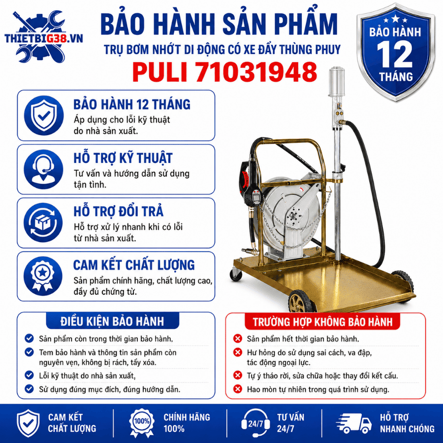 Trụ bơm nhớt di động  có xe đẩy thùng phuy PULI 71031948
