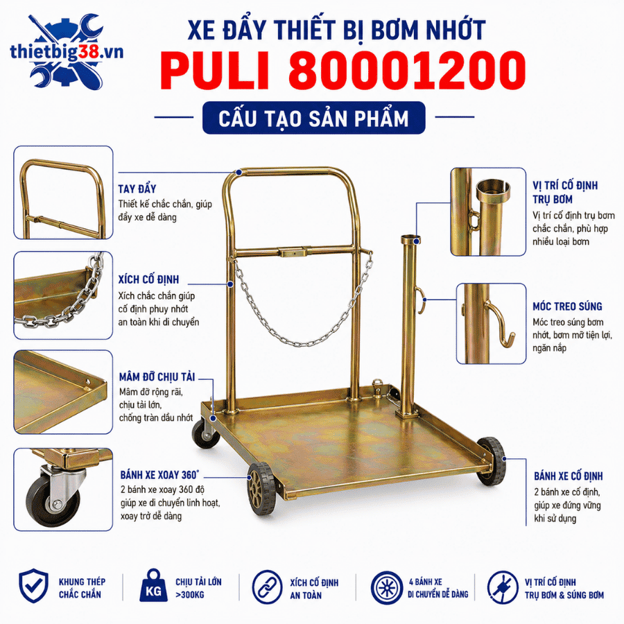 Xe đẩy thiết bị bơm nhớt PULI 80001200