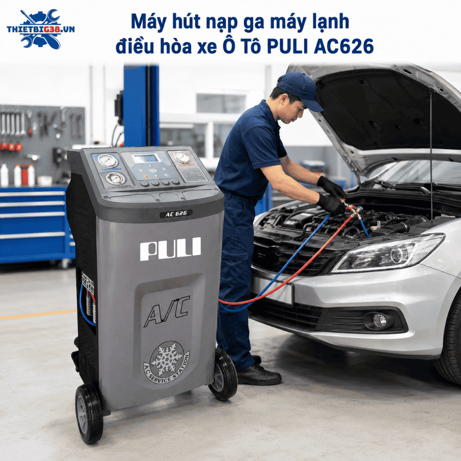 Máy hút nạp ga máy lạnh điều hòa xe Ô Tô PULI AC626