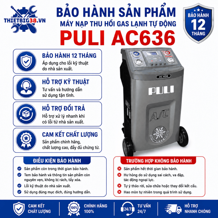 Máy nạp thu hồi gas lạnh tự động PULI AC636