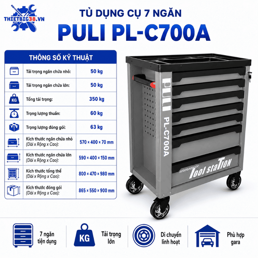 Tủ dụng cụ 7 ngăn PULI C7000A
