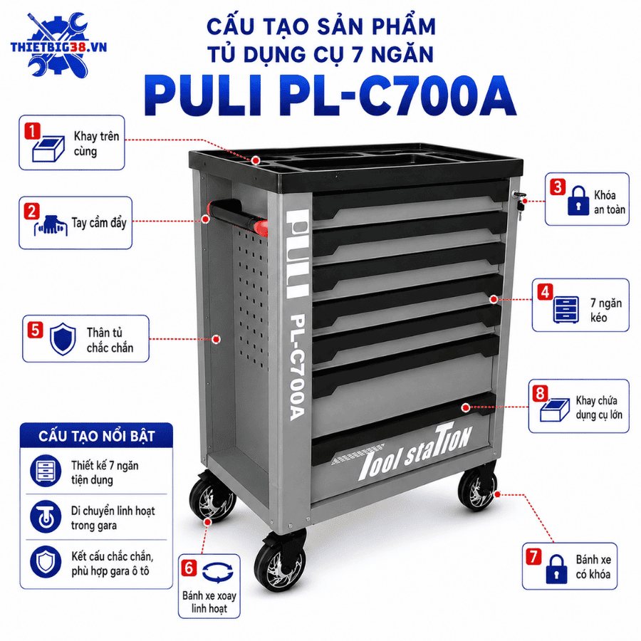 Tủ dụng cụ 7 ngăn PULI C7000A