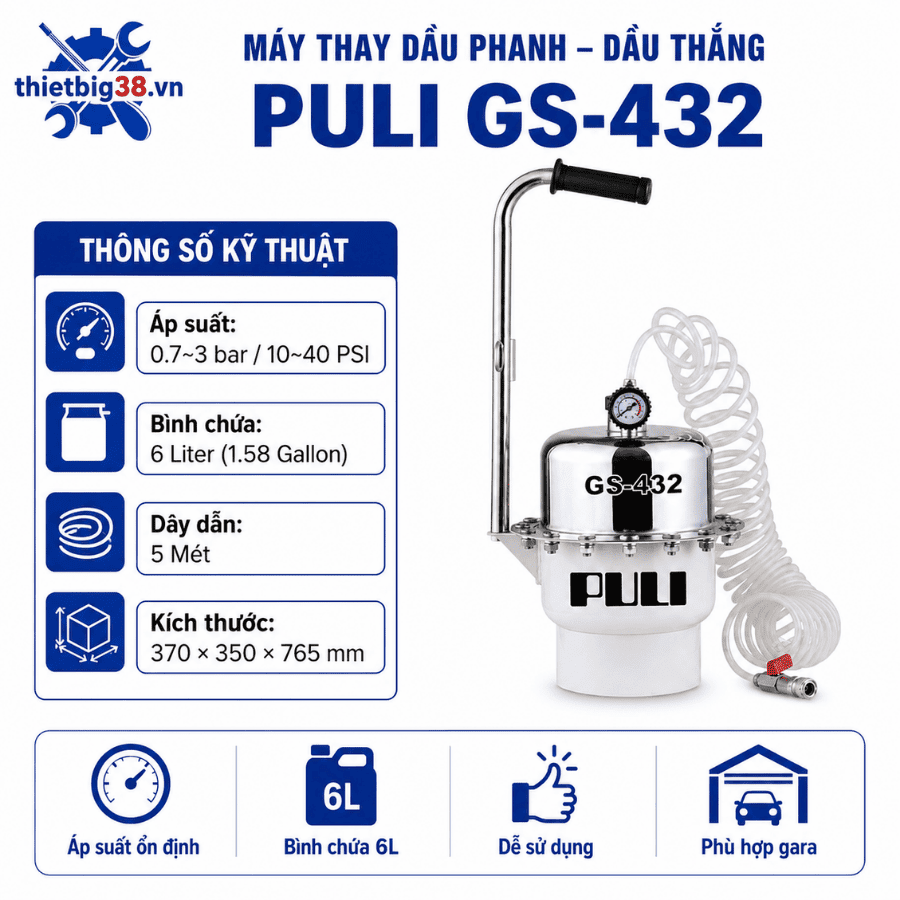 Máy thay dầu phanh dầu thắng PULI GS–432