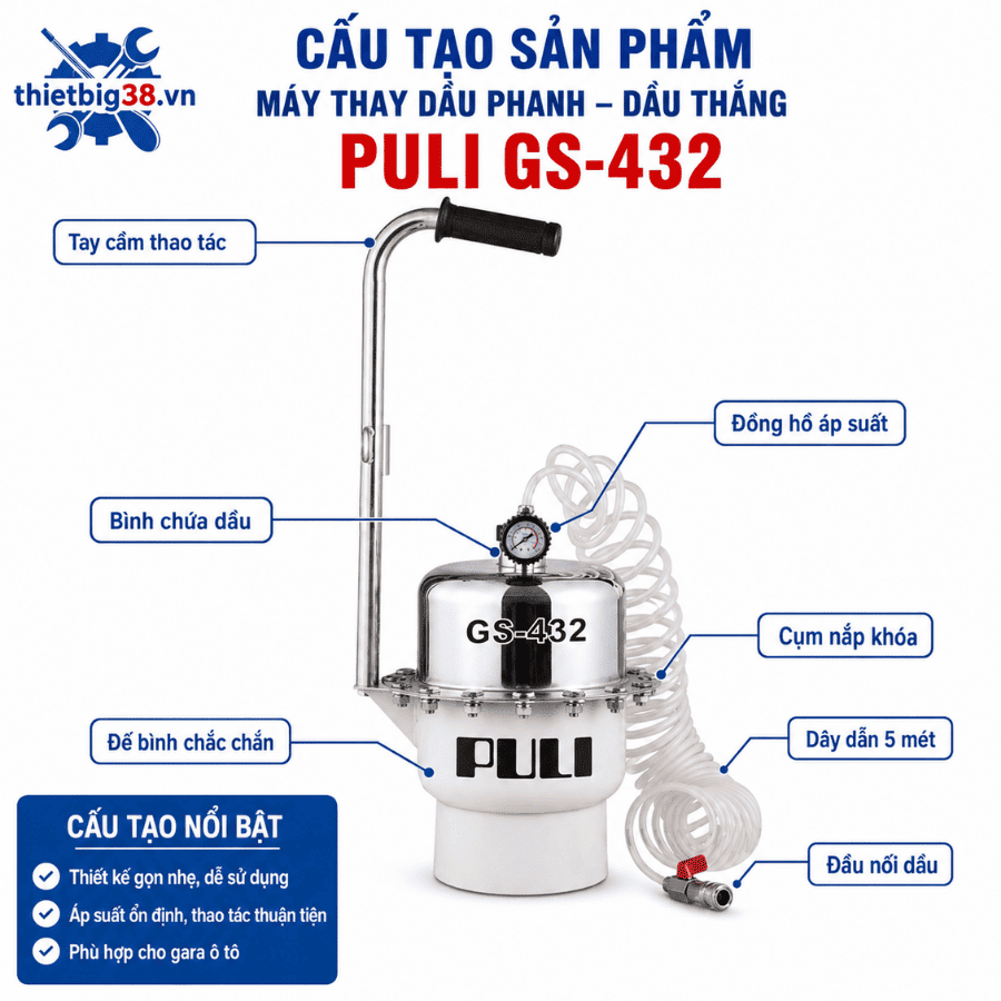 Máy thay dầu phanh dầu thắng PULI GS–432