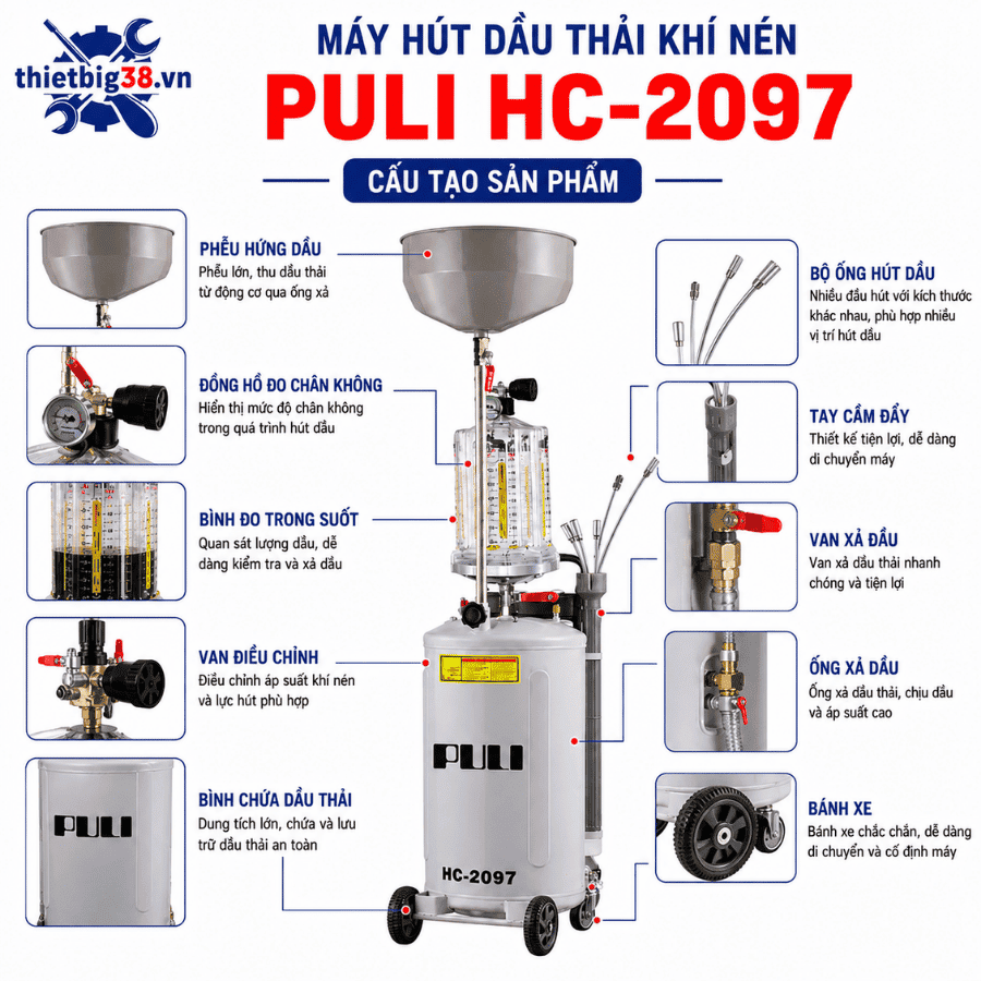 Máy hút dầu thải khí nén PULI HC-2097