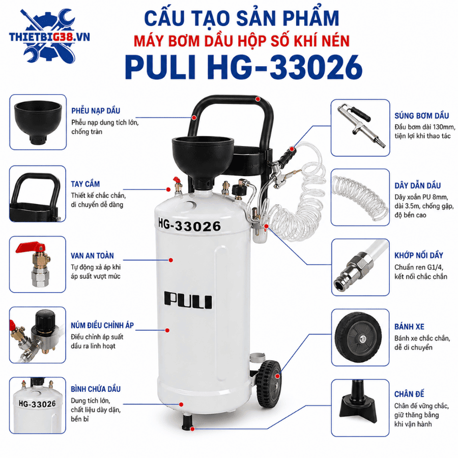 Máy bơm dầu hộp số khí nén PULI HG-33026