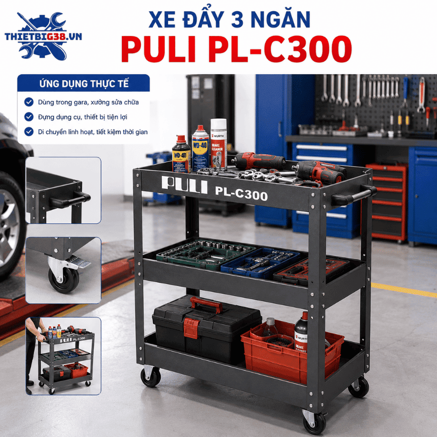 Xe đẩy 3 ngăn PULI PL-C300