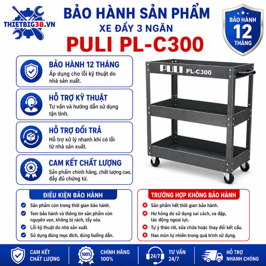 Xe đẩy 3 ngăn PULI PL-C300