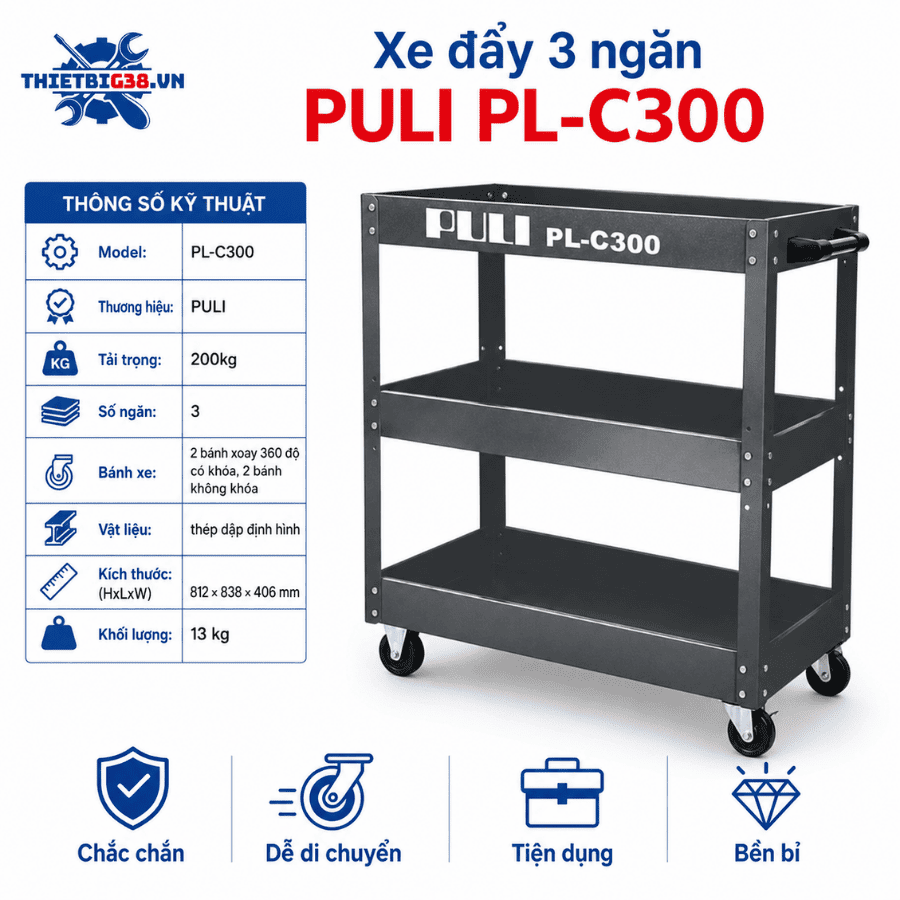 Xe đẩy 3 ngăn PULI PL-C300